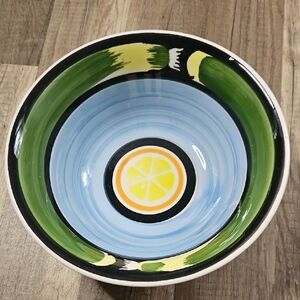 Large Hand-Painted Ceramic Bowl By D. Segura Designs For Signature Italy